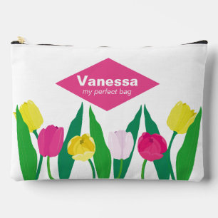 Pochette À Accessoires Tulipes Rose Jaune Violet Vert Moderne Mignon. 
