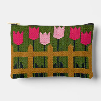 Pochette À Accessoires Tulipes roses Jardin vert Crochet Artiste Imprimer