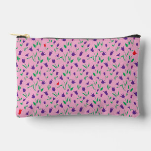 Pochette À Accessoires Tulipes violettes et rouges sur Arrière - plan ros