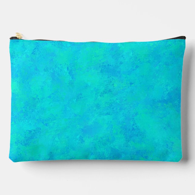 Pochette À Accessoires Turquoise Bleu Motif Abstrait Grand (Recto)