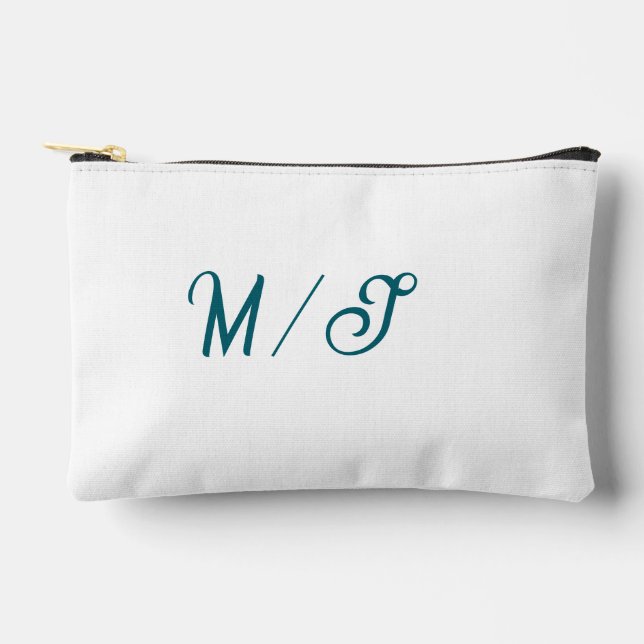 Pochette À Accessoires Turquoise monogramme nom de couple marié simple st (Recto)