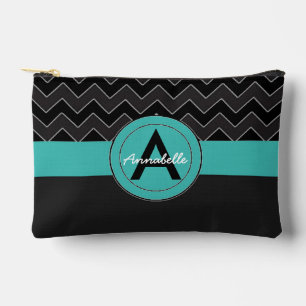 Pochette À Accessoires Turquoise noir Chevron