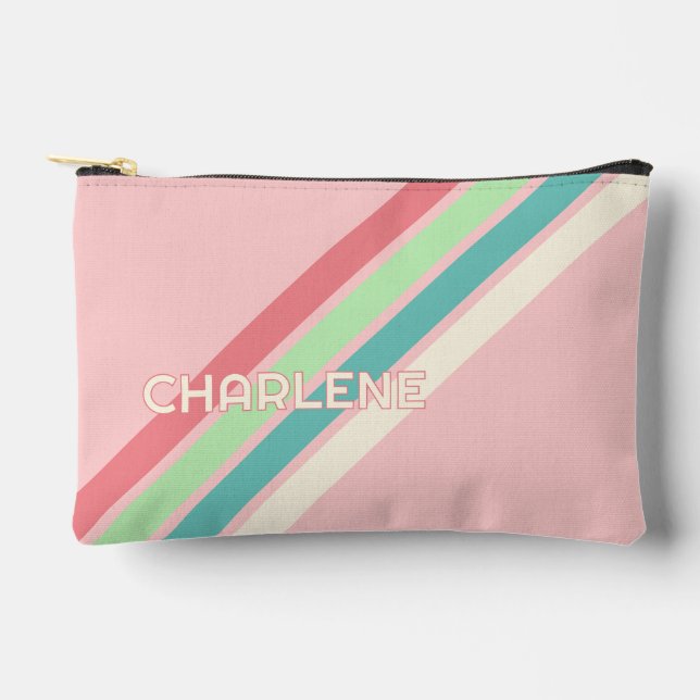 Pochette À Accessoires Turquoise personnalisé bleu Aqua Coral Lime Vert G (Recto)