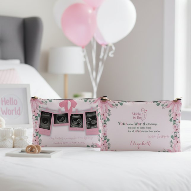 Pochette À Accessoires Typographie Bohème Florale Pour Future Maman (Créateur téléchargé)