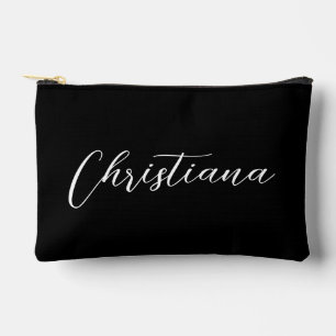 Pochette À Accessoires Typographie de script élégant personnalisée noir