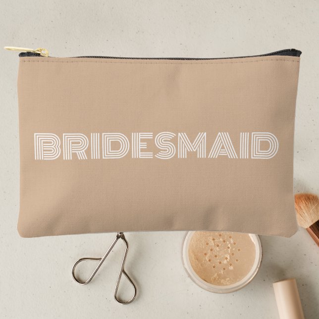 Pochette À Accessoires Typographie moderne beige Bridesmaid (In Situ Makeup)