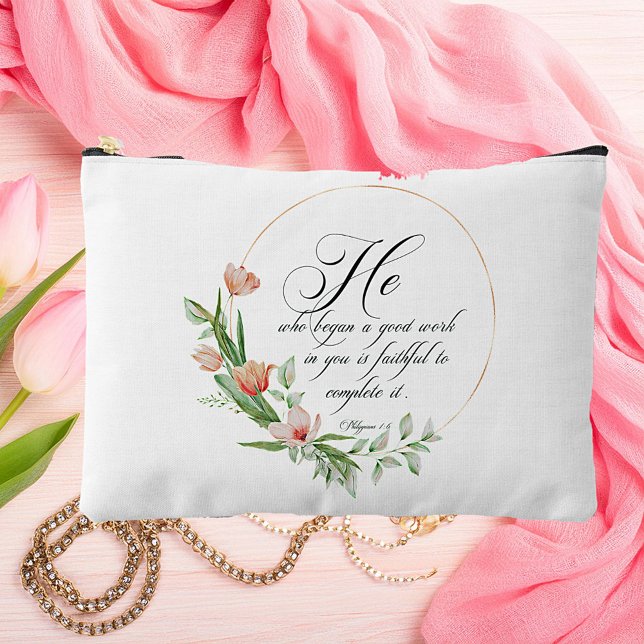 Pochette À Accessoires Un bon travail, cadre de tulipes roses (Créateur téléchargé)