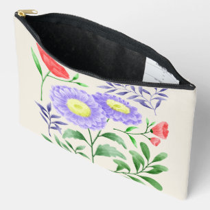 Pochette À Accessoires Un ensemble de fleurs peintes à l'aquarelle 