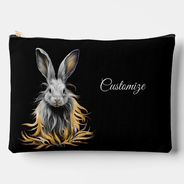 Pochette À Accessoires Un lapin gris génial en feu (Recto)