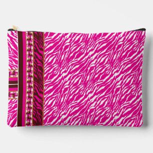 Pochette À Accessoires Un motif floral complexe en rose et blanc, art