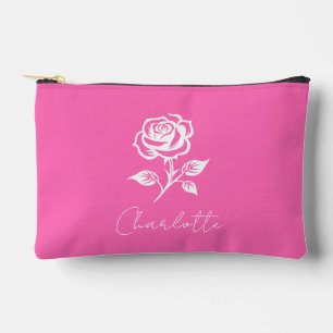 Pochette À Accessoires Un Rose moderne élégant rose Nom personnalisé