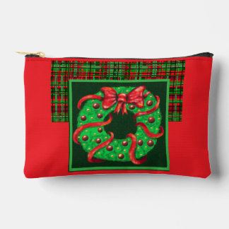 Pochette À Accessoires Une couronne avec un grand nœud rouge sur carreaux