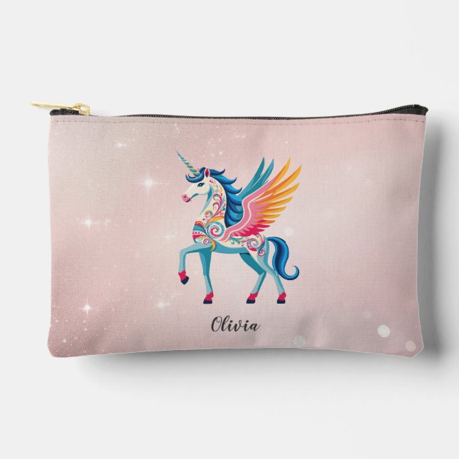 Pochette À Accessoires Unicorne ailée personnalisée (Recto)