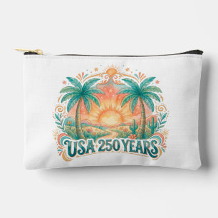 Pochette À Accessoires USA 250 Ans Palmiers Patriotique Lever de Soleil D