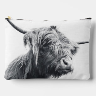 Pochette À Accessoires Vache Majestic Highland noir et blanc