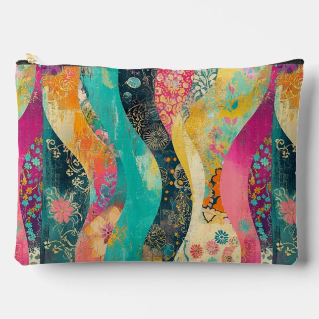 Pochette À Accessoires Vague à fleurs multicolores (Recto)