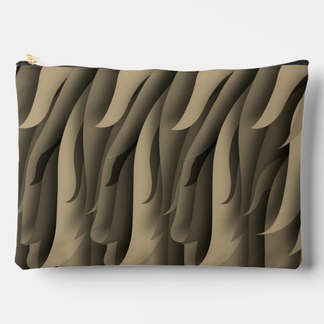 Pochette À Accessoires Vague d'art moderne brun et chamois (Recto)