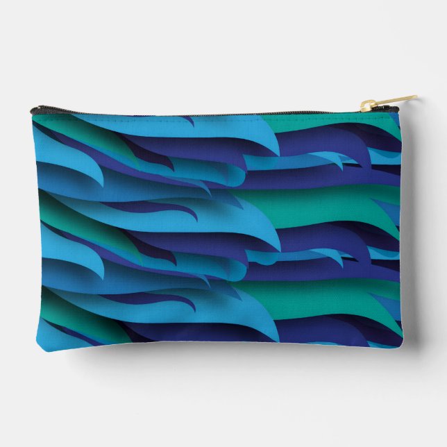 Pochette À Accessoires Vague de différentes couleurs du bleu au vert (Verso)