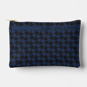 Pochette À Accessoires Vagues abstraites bleues et noires avec texte