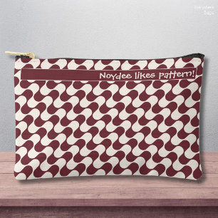 Pochette À Accessoires Vagues abstraites rouges et blanches avec texte