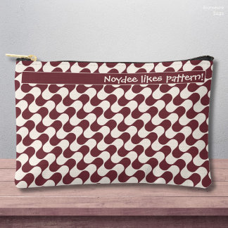 Pochette À Accessoires Vagues abstraites rouges et blanches avec texte