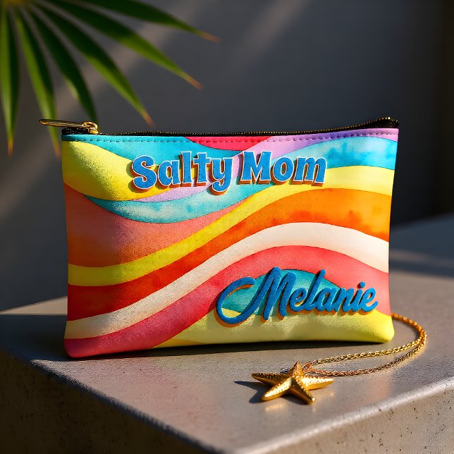 Pochette À Accessoires Vagues de coucher de soleil aquarelle maman (Créateur téléchargé)