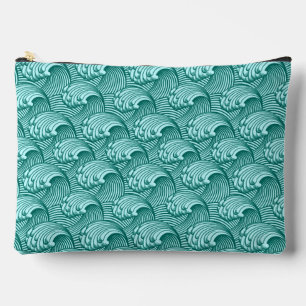 Pochette À Accessoires Vagues japonaises vintages, Turquoise et Aqua