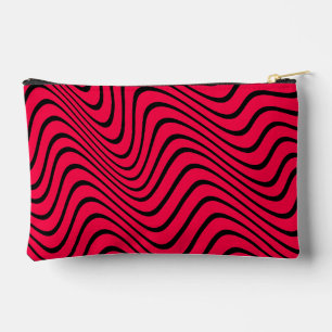Pochette À Accessoires vagues noires et rouges