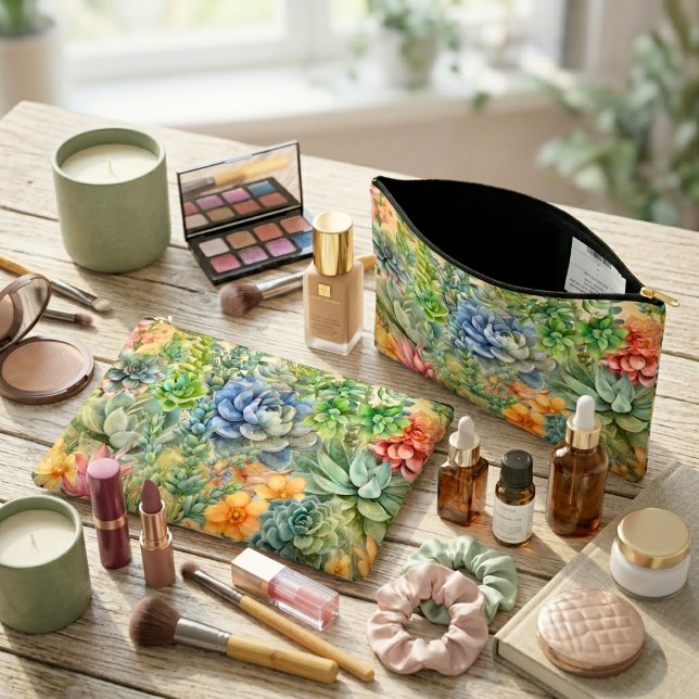 Pochette À Accessoires Variété de Succulentes (Créateur téléchargé)