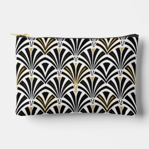 Pochette À Accessoires Ventilateur Art déco Motif, noir et blanc