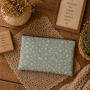 Pochette À Accessoires Vert floral sauge rustique neutre, cottagecore