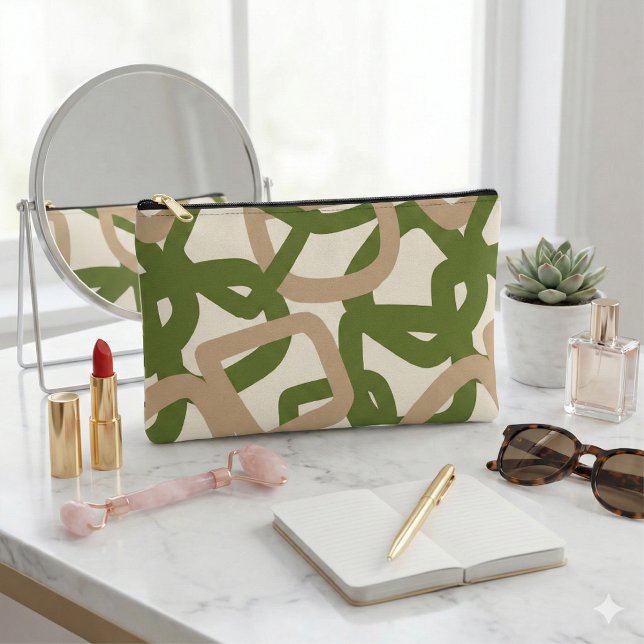 Pochette À Accessoires Vert olive Tangle carré (Créateur téléchargé)