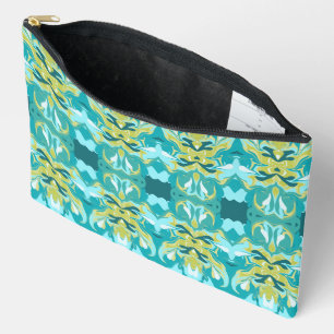 Pochette À Accessoires Vert turquoise or abstrait motif biologique