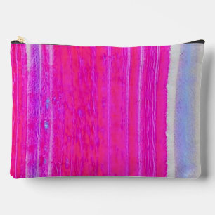 Pochette À Accessoires Vibrant Abstrait rose et violet rayures Art