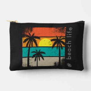Pochette À Accessoires Vie Rétro de Plage, Silhouette Noire