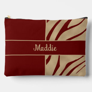Pochette À Accessoires Vin or et rouge Zebra Stripes Motif