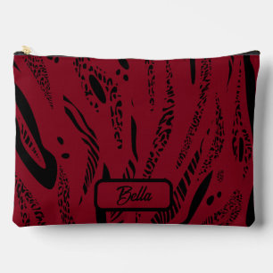 Pochette À Accessoires vin rouge Zèbre motif