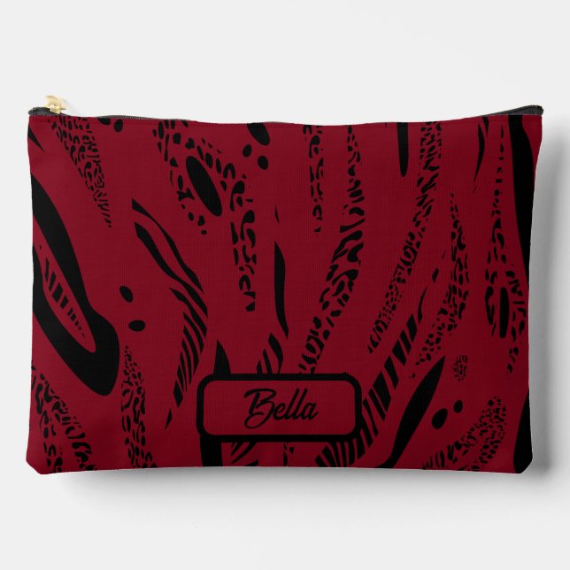 Pochette À Accessoires vin rouge Zèbre motif (Recto)