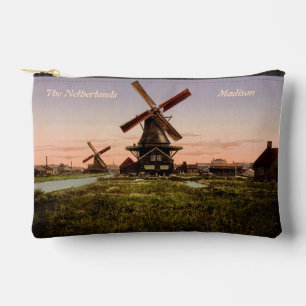 Pochette À Accessoires Vintage néerlandais Windmills nom et texte personn