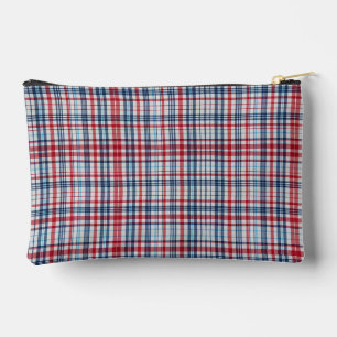 Pochette À Accessoires Vintage, plaid rouge bleu motif