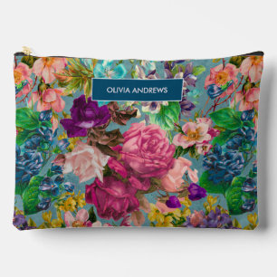 Pochette À Accessoires Vintage shabby chic rose bleu rose motif