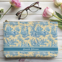 Vintage turquoise jaune toile de jouy imprimé
