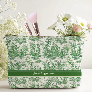 Pochette À Accessoires Vintage vert toile de jouy imprimé
