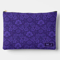 Violet Damassé Élégant Monogrammé Vintage