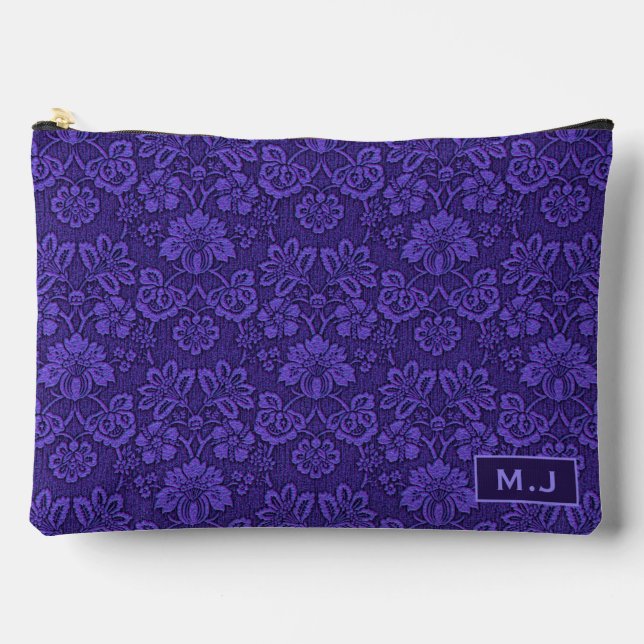 Pochette À Accessoires Violet Vintage Damask Elegant Monogrammed (Recto)