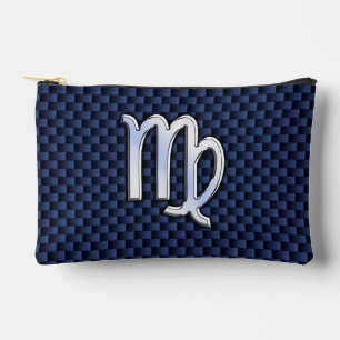 Pochette À Accessoires Virgo Zodiac Silver Sign Blue Carbon Fibre Print