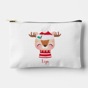 Pochette À Accessoires Visage de rennes souriants de Noël