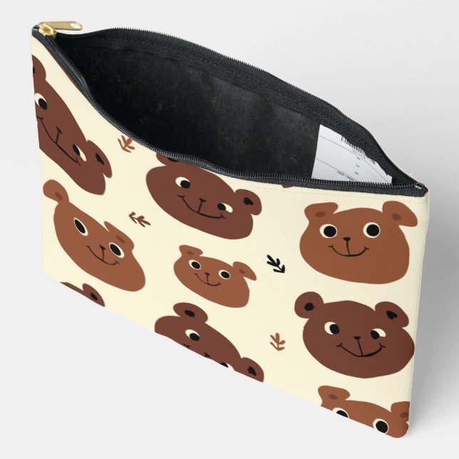 Pochette À Accessoires Visage drôle d'ours (Ouvrir)