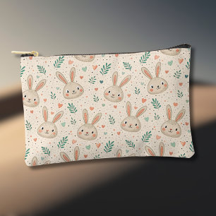 Pochette À Accessoires Visages de petits lapins vintage avec motif de ros