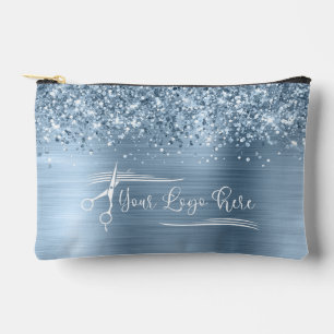 Pochette À Accessoires Votre logo pailleté bleu clair glamour